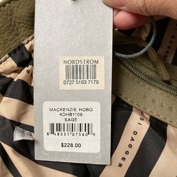 Kelsi Dagger McKenzie Sage Hobo Pebble Leather Shoulder Tote Bag Green NEW* - Picture 16 of 16